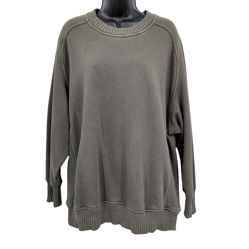 Aerie Oversized Sweatshirt Ribbed Crewneck Pullover Granola Minimalist 90s Small
